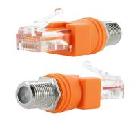 adaptateurs F Femelle vers RJ45 mâle coaxial coupleur RJ45 vers RF mâle RF vers RJ45 Adaptateur convertisseur Droit mâle RJ45 vers connecteur RF (2 Pcs)