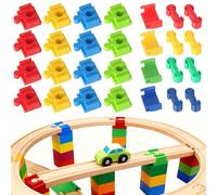 Adaptateurs pour Rails de Train en Bois, 28 connecteurs, Accessoires de Chemin de Fer en Bois, connecteurs de Rails en Plastique, Jouets pour Enfants de 3 à 7 Ans