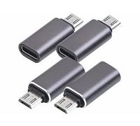 Adaptateurs USB-C vers Micro-USB - Pearl - 4 pièces - USB 2.0 - 480 Mbps - Aluminium noir
