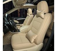 Adapté Aux Besoins du Client pour Le Siège De Voiture pour Toyota pour Highlander Montagnard Couvre Style Plein Contour Cuir Ensembles Housses Siège Voiture(Beige Deluxe Version,5 Seats)