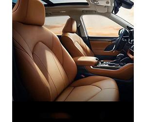Adapté Aux Besoins Du Client Pour Le Siège De Voiture Pour Toyota Pour Highlander Montagnard Couvre Style Plein Contour Cuir Housses Siège Auto(Brown Leather,5 Seats)