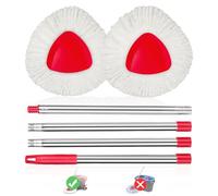Adaptedfor O-CEDA EasyWring Lot de 2 balais à franges en microfibre - Poignée réglable, base, tête de balai rotative, 2 recharges de serpillère en microfibre, 1 housse de tête de balai triangulaire et