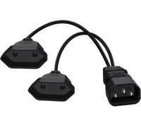 Adapter C14 Euro+Euro 2.5A 250V Power Cable Euro C14 Extension Plug 2 Euro for Appliances TV Computer Monitor 2 x 0.75 mm² (35 cm)