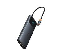 Adapter Hub 10in1 Baseus USB-C - 2xHDMI, 3xUSB-A, USB-C, RJ45, SD/TF, PD (Black)