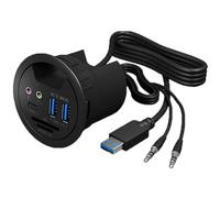 Adapter ICY-BOX Tisch-Hub mit 2 Kartenlesern, Audio Ein-/Ausgang, Ladefunktion und LED