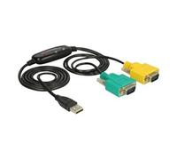 Adapter USB 2.0 Type-A > 2 x Serial DB9 RS-232 - Câble USB / série - USB (M) pour DB-9 (M) - 1.5 m - vis moletées - noir, jaune, vert