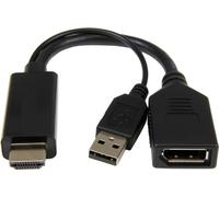 Adapter wideo Cablexpert | 19-pinowe HDMI typu A | 4-pinowe USB typu A (tylko zasilanie) | męskie | 20-pinowe DisplayPort | żeńskie | 0,1 m
