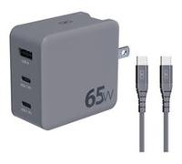 Force Power – Adaptateur de voyage – PD GaN 65 W – USB-A + 2×USB-C – Gris