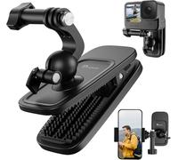 Adaptom Support de sac à dos pivotant à 360° avec support de téléphone, sangle de sac à dos, sangle d'épaule pour GoPro Max Mini Hero 11 10 9 8 7 6 5, Insta360 X2 X3, DJI Action 2 3, iPhone Android Accessoires