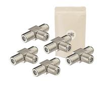 Adaptout X5 Adaptateur T 3 Prise Femelle TV Type F RF coaxial Doubleur Splitter Y Diviseur connecteur a vis Satellite Antenne TNT Marque FRANÇAISE