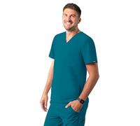 Adar Addition Gommage Hommes - Moderne Multi Poches V-Cou Gommage Top - A6010 - Caraïbes Bleu - XL