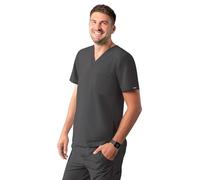 Adar Addition Gommage Hommes - Moderne Multi Poches V-Cou Gommage Top - A6010 - Étain - XL