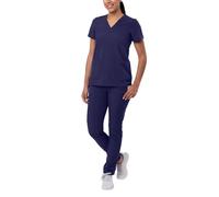 Adar Addition Tenue Aide Soignante - Blouse Col en V & Pantalon Cargo Moulant - A9200 - Navy - 2X