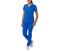 Adar Addition Tenue Aide Soignante - Blouse Col en V & Pantalon Cargo Moulant - A9200 - Royal Blue - M