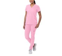 Adar Addition Tenue Aide Soignante - Blouse Col en V & Pantalon Cargo Moulant - A9200 - Soft Blue - S