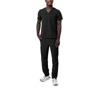 Adar Addition Tenue Médicale Homme - Blouse Classique Col en V & Pantalon Cargo - A9300 - Black - S