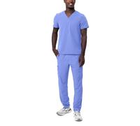 Adar Addition Tenue Médicale Homme - Blouse Classique Col en V & Pantalon Cargo - A9300 - Ceil Blue - M