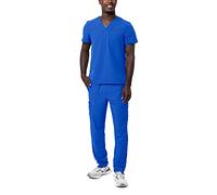 Adar Addition Tenue Médicale Homme - Blouse Classique Col en V & Pantalon Cargo - A9300 - Royal Blue - L