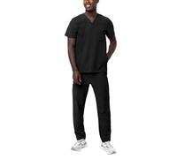 Adar Addition Va-Tous le jours Gommage Set Pour Hommes - Élégante Gommage Top & Cargaison Pantalon - A9800 - Noir - S
