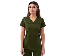 Adar Pro Scrubs for Women - Haut d'uniforme médical à col en V et en cœur - P4210 - Olive - 2X