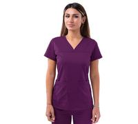 Adar Pro Scrubs for Women - Haut exfoliant à Encolure en V chérie - P4210 - Eggplant - L