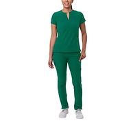 Adar Tenue Aide Soignante - Blouse à Plastron & Pantalon Cargo Moulant - A9600 - Hunter Green - S