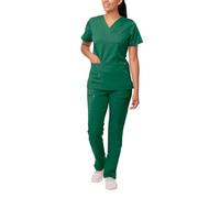Adar Uniforms Tenue Aide Soignante - Blouse Col en V & Pantalon Poches Multiples - 4400 - Hunter Green - XS