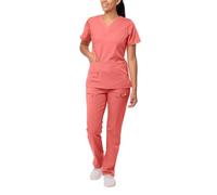 Adar Uniforms Tenue Aide Soignante - Blouse Col en V & Pantalon Poches Multiples - 4400 - Rapture Rose - L