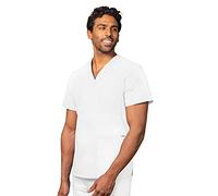 Adar Uniforms Uniformes Médicaux Unisexe Col V Tunique 3 Poches Haut d'infirmier Blouse d'Hôpital, Blanc (White), XL-Poitrine:122-127cm,Hanche:117-124cm