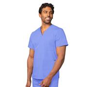 Adar Uniforms Uniformes Médicaux Unisexe Col V Tunique 3 Poches Haut d'infirmier Blouse d'Hôpital, Bleu (Ceil Blue), M-Poitrine:109-114cm,Hanche:104-109cm