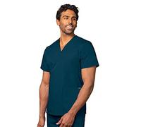 Adar Uniforms Uniformes Médicaux Unisexe Col V Tunique 3 Poches Haut d'infirmier Blouse d'Hôpital, Bleu (Caribbean Blue), XS-Poitrine:94-102cm,Hanche:90-95cm