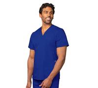 Adar Uniforms Uniformes Médicaux Unisexe Col V Tunique 3 Poches Haut d'infirmier Blouse d'Hôpital, Bleu (Royal Blue), S-Poitrine:103-108cm,Hanche:96-102cm