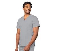 Adar Uniforms Uniformes Médicaux Unisexe Col V Tunique 3 Poches Haut d'infirmier Blouse d'Hôpital, Gris (Silver Gray), M-Poitrine:109-114cm,Hanche:104-109cm