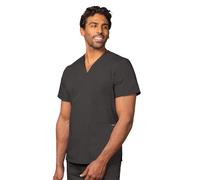 Adar Uniforms Uniformes Médicaux Unisexe Col V Tunique 3 Poches Haut d'infirmier Blouse d'Hôpital, Gris (Pewter), 2X-Poitrine:129-137cm,Hanche:127-134cm