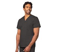 Adar Uniforms Uniformes Médicaux Unisexe Col V Tunique 3 Poches Haut d'infirmier Blouse d'Hôpital, Gris (Pewter), XL-Poitrine:122-127cm,Hanche:117-124cm