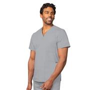 Adar Uniforms Uniformes Médicaux Unisexe Col V Tunique 3 Poches Haut d'infirmier Blouse d'Hôpital, Gris (Silver Gray), 3X-Poitrine:140-147cm,Hanche:137-145cm