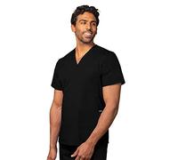Adar Uniforms Uniformes Médicaux Unisexe Col V Tunique 3 Poches Haut d'infirmier Blouse d'Hôpital, Noir (Black), 2X-Poitrine:129-137cm,Hanche:127-134cm