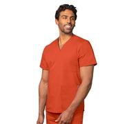 Adar Uniforms Uniformes Médicaux Unisexe Col V Tunique 3 Poches Haut d'infirmier Blouse d'Hôpital, Orange (Mandarin Orange), XL-Poitrine:122-127cm,Hanche:117-124cm