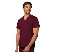 Adar Uniforms Uniformes Médicaux Unisexe Col V Tunique 3 Poches Haut d'infirmier Blouse d'Hôpital, Rouge (Burgundy), 3X-Poitrine:140-147cm,Hanche:137-145cm