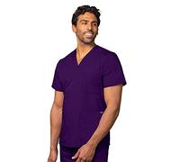 Adar Uniforms Uniformes Médicaux Unisexe Col V Tunique 3 Poches Haut d'infirmier Blouse d'Hôpital, Violet (Purple), M-Poitrine:109-114cm,Hanche:104-109cm