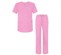 Adar Universal Ensemble de Gommage Unisexe - Haut de Gommage Unisexe à col en V et Pantalon de Gommage à Cordon fuselé - 907 - Sherbet - L