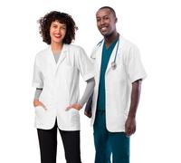 Adar Universal Manteaux de laboratoire pour hommes - Manteau de laboratoire de consultation à manches courtes 31" - 2816 - White - S