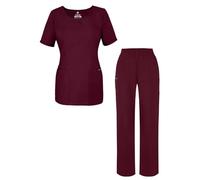 Adar Universal Tenue Aide Soignante - Blouse Col V & Pantalon Taille Élastiquée - 901 - Burgundy - M