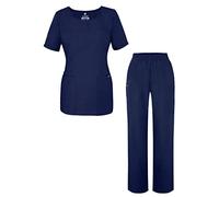 Adar Universal Tenue Aide Soignante - Blouse Col V & Pantalon Taille Élastiquée - 901 - Navy - S
