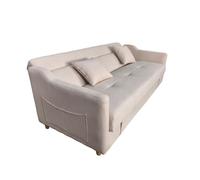 ADARE - Canapé convertible avec coffre en velours côtelé beige 3 places