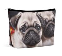 ADASGHBY Petite trousse de maquillage portable et étanche avec carte du monde pour femme, Chiots Carlin, Taille unique