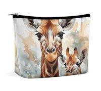 ADASGHBY Petite trousse de maquillage portable étanche pour femme Motif train à vapeur, Aquarelle Cerf Girafe, Taille unique