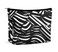 ADASGHBY Petite trousse de maquillage portable - Jolie trousse de maquillage de voyage - Étanche - Motif pivoine - Pour femme, Lignes noires et blanches, Taille unique