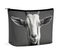 ADASGHBY Petite trousse de maquillage portable - Jolie trousse de maquillage de voyage - Paysage asiatique - Étanche - Pour femme, Chèvre noire et blanche, Taille unique