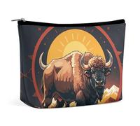 ADASGHBY Petite trousse de maquillage portable mignonne de voyage avec papillon bleu, petite trousse de toilette étanche pour femme, Montagnes du bison d'Amérique sauvage, Taille unique